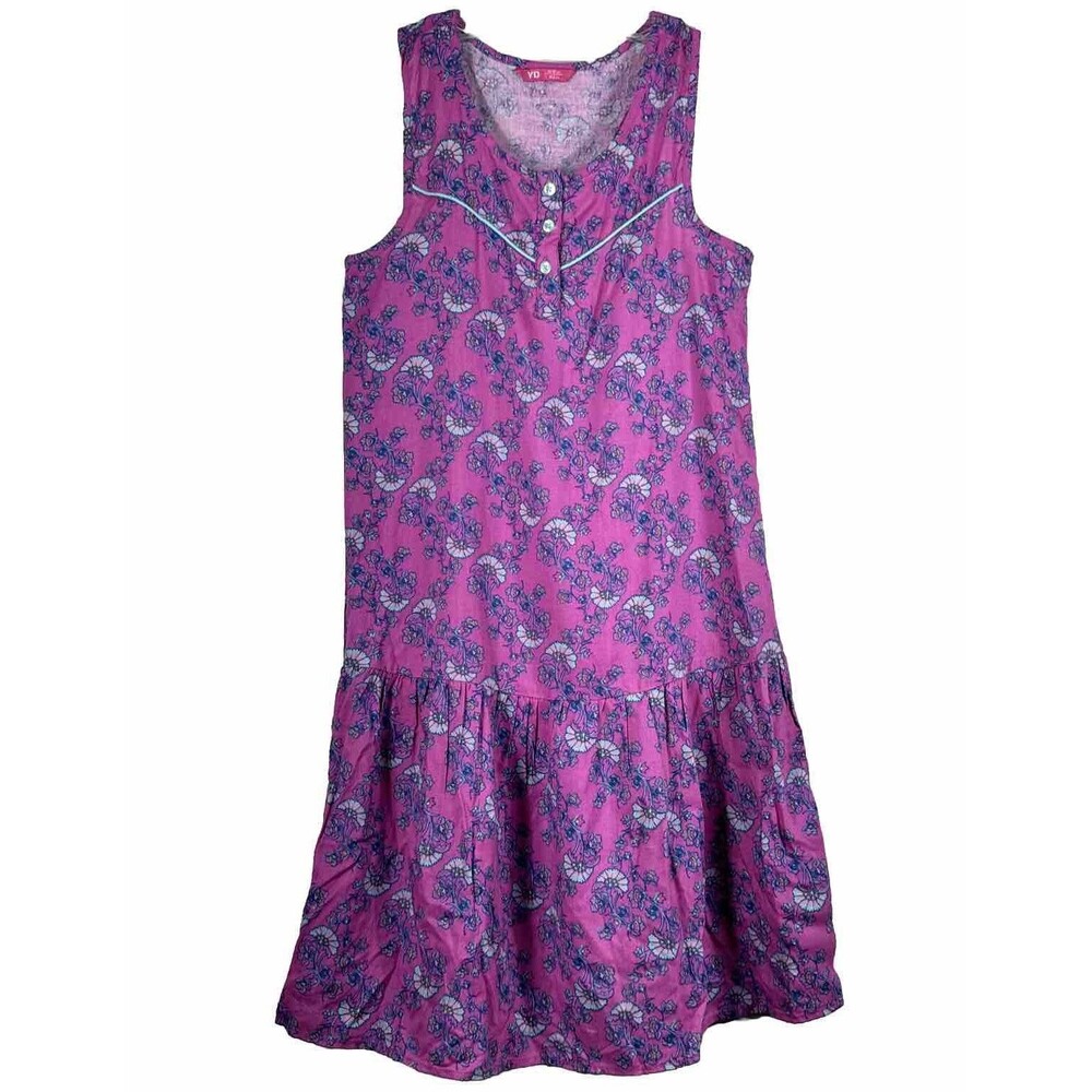 Girls Nightgown Midi Dress Floral Print Sleeveless Ruffle Size 11/12  by TC